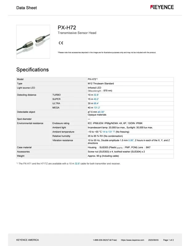 Фотоэлектрический датчик KEYENCE Photoelectric Sensor Switch PX-H72