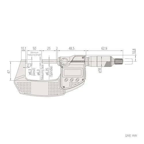 Микрометр Mitutoyo MDC-75PX Digital Micrometer 50-75mm IP65 Ratchet Stop