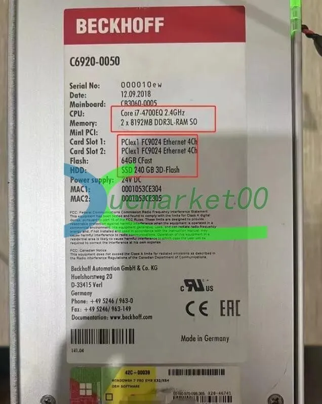 IIoT-устройство BECKHOFF C6920-0050 Control cabinet Industrial