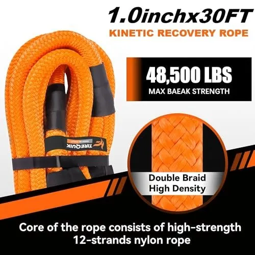 Такелажная скоба Kinetic Recovery Rope 1.26" x 30ft 55000lbs 1.26"x 30FT+2 Soft  — фото лота 2