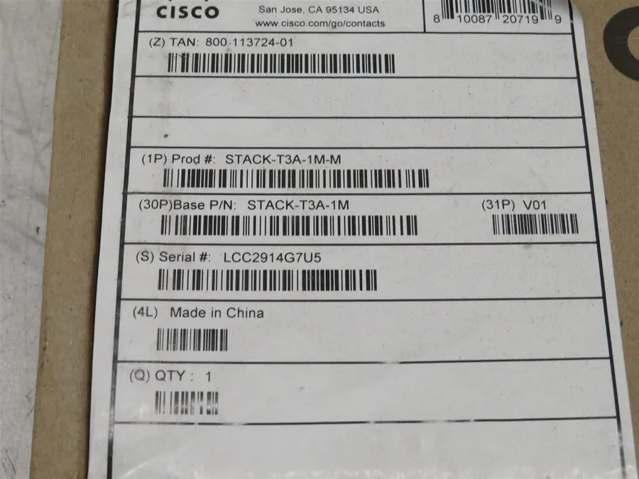 Коммутатор Cisco STACK-T3A-3M Type 3A Stacking Cable 3m Meraki Catalyst 9300L-M  — фото лота 1