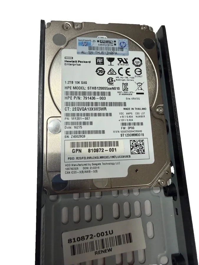 Жёсткий диск HP 840459-001 802274-001 1.2TB 6G 10K 2.5"E7X49A 3PAR SFF SAS Hard  — фото лота 1