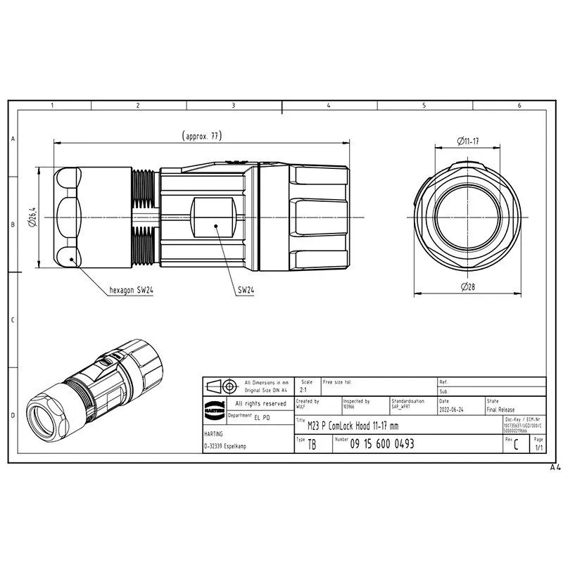 Разъём HARTING Connector Housing 09156000493