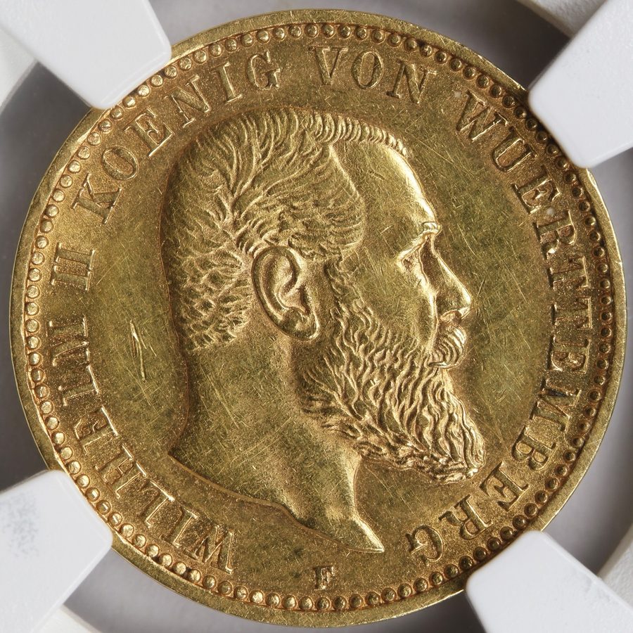 Лабораторный прибор 1901-F Germany 10 Mark Gold Württemberg NGC UNC Details Obv  — фото лота 2