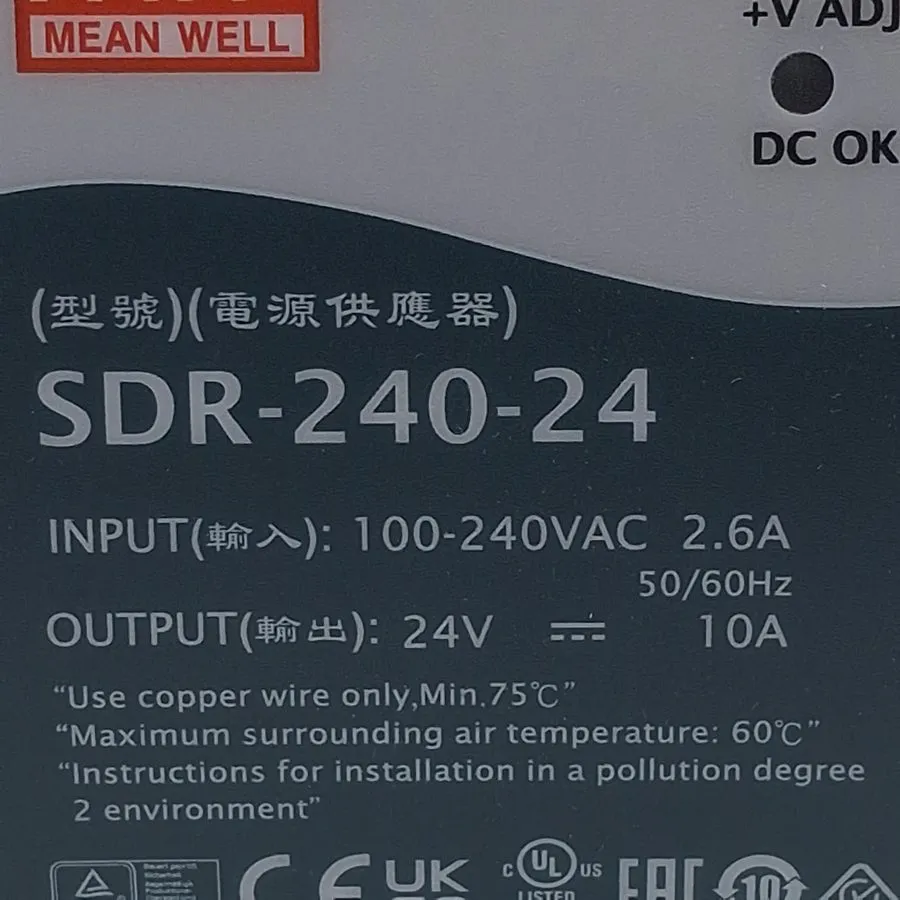 Блок питания MEAN WELL SDR-240-24 AC to DC DIN-Rail Power Supply 240W 24VDC 10A