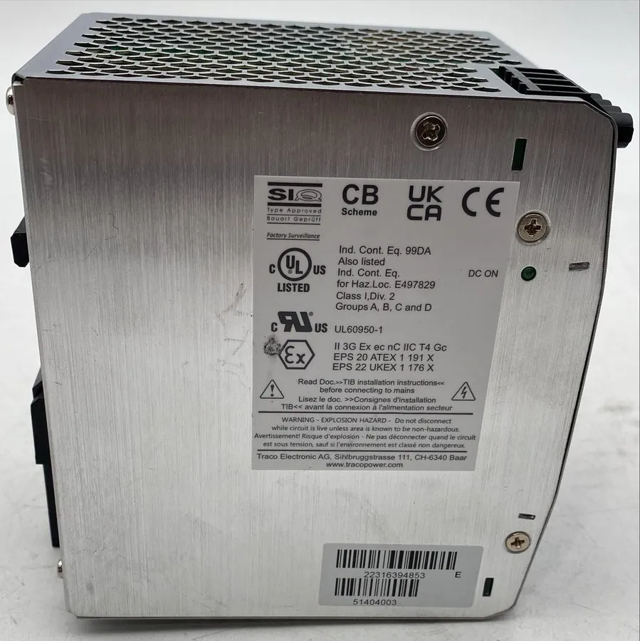 Блок питания TRACO TIB 480-124EX 480W 24V 20A DIN Rail Power Supply ATEX Class I — фото лота 1