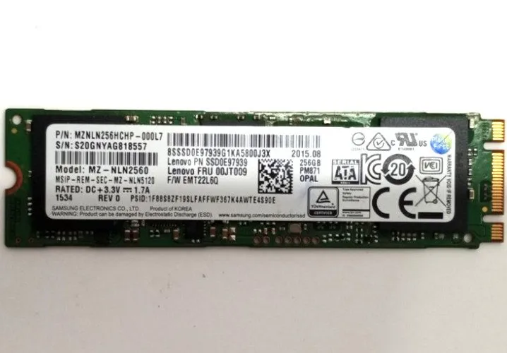 SSD-накопитель SAMSUNG PM871 M.2 MZ-NLN2560 256GB SSD​ MZNLN256HCHP-000H1 60 DAY — фото лота 1