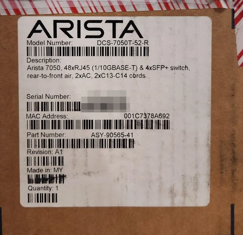 Коммутатор Arista DCS-7050T-52-R 48-Port 10GbE RJ45 & 4x SFP+, Dual AC 1 Year — фото лота 2