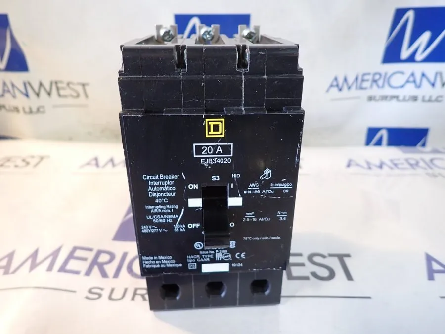 Автоматический выключатель SQUARE D EJB34020 3 pole 20 amp EJB Bolt on Circuit B