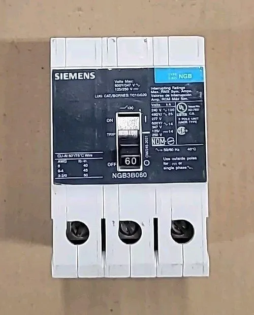 Автоматический выключатель Siemens NGB3B060 Molded Case Circuit Breaker 3 Pole 6