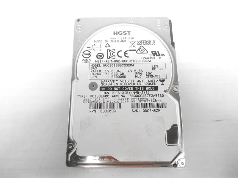 Жёсткий диск P6GJX DELL HGST 600GB 12G SAS 10K 2.5" HDD HARD DRIVE HUC101860CSS2 — фото лота 1