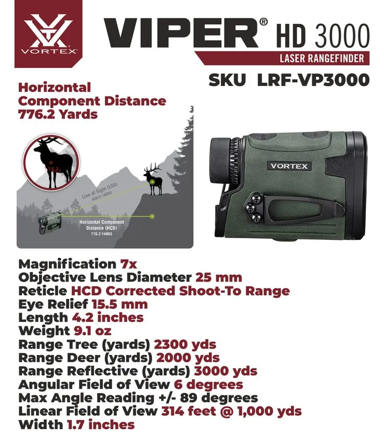 Оптико-электронная система Vortex Optics Viper HD 3000 Laser Rangefinder LRF-VP3 — фото лота 2
