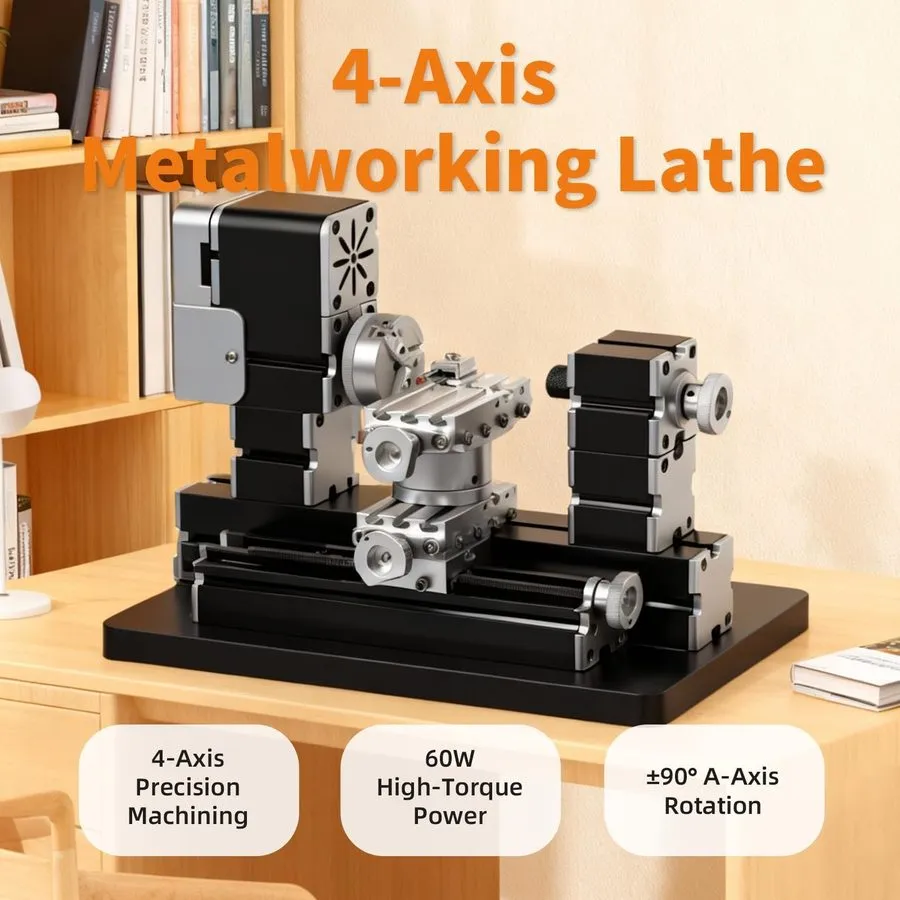 Оборудование ЧПУ 4-Axis All-Metal Micro Lathe, High-Power 60W Mini Lathe