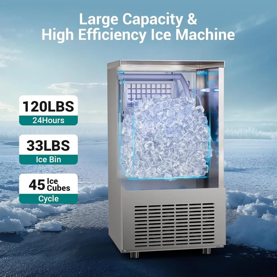 Льдогенератор Efficiency Commercial Ice Maker Machine 120lbs/24H ETL Certified, 