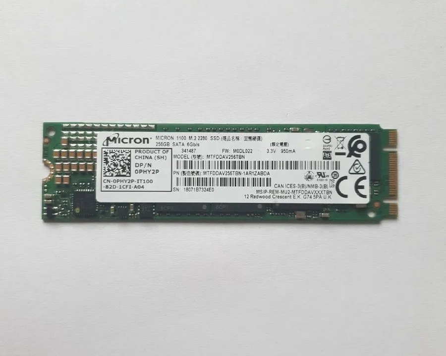 SSD-накопитель Micron 1100 256GB M.2 2280 SATA III SSD MTFDDAV256TBN-1AR1ZABDA