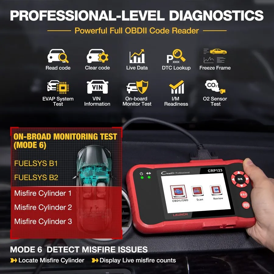 Диагностический сканер LAUNCH CRP123 Advanced OBD2 Scanner, 8 Reset Scan Tool Li