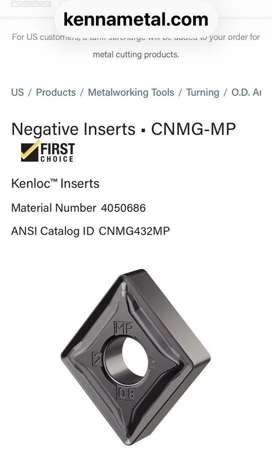 Режущий инструмент 5 Kennametal CNMG120408MP KCS10B carbide insert CNMG432MP — фото лота 1