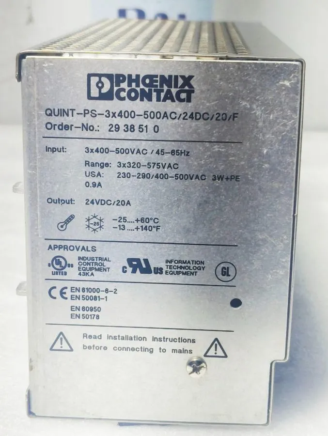 Блок питания PHOENIX CONTACT QUINT-PS-3X400-500AC/24DC/20/F Power Supply Output:
