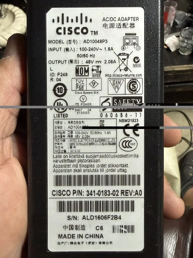 Блок питания Cisco AD10048P3 48V AC Power Supply Adapter 341-0183 with Power Cor