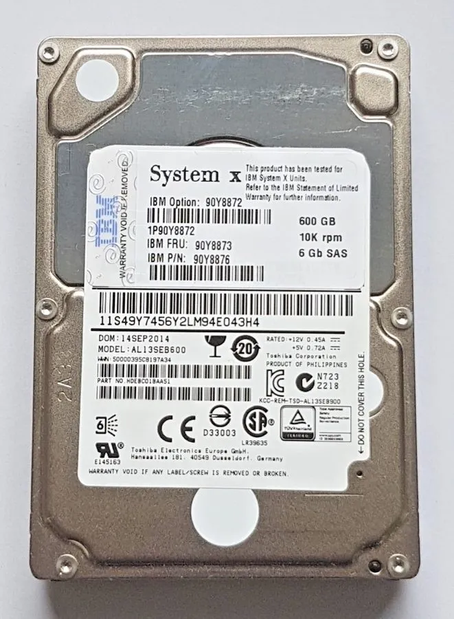 Сервер IBM 600GB 90Y8872 90Y8876 90Y8873 System x 10K 2.5" SFF SAS 6Gb HDD HARD