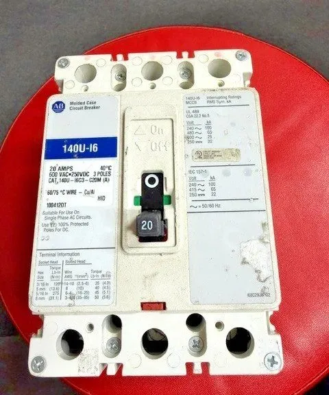 Автоматический выключатель ALLEN BRADLEY 140U-16C3-C20M CIRCUIT BREAKER 480V 20A — фото лота 1