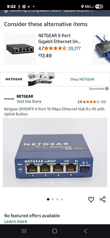Коммутатор Netgear EN104TP Four Port Ethernet Hub 10Mbps — фото лота 1