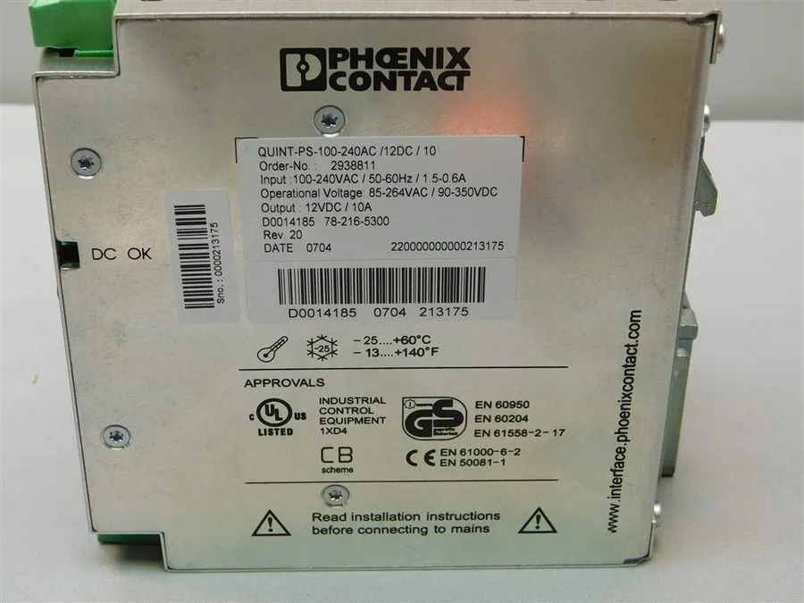 Блок питания Phoenix Contact QUINT-PS-100-240AC/12DC/10 Power Supply 12VDC