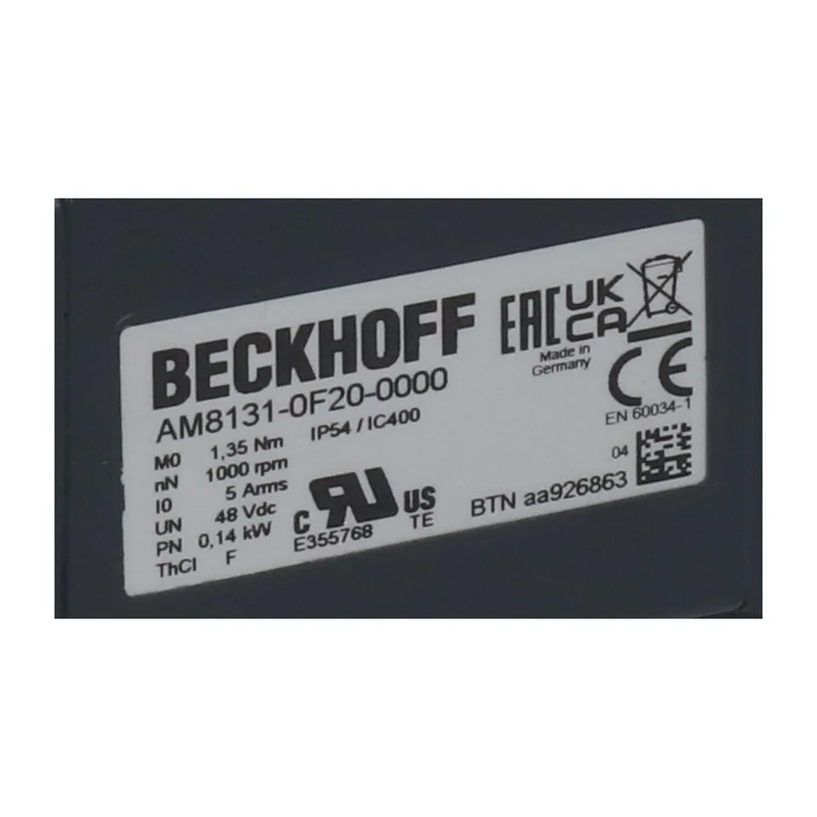 Серводвигатель Beckhoff AM8131-0F20-0000 NFP