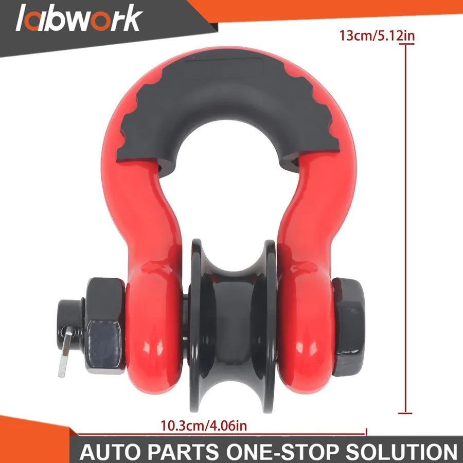 Такелажная скоба Pair Of Red 3/4" D Shackle Snatch Blocks With Pulley 22000LB Br — фото лота 2
