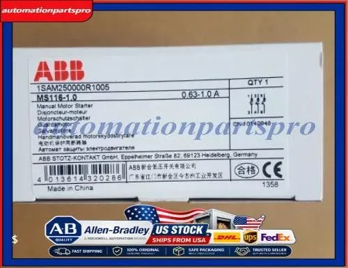 Автоматический выключатель ABB MS116-1.0 (0.63-1.0A) Motor Protection Circuit Br