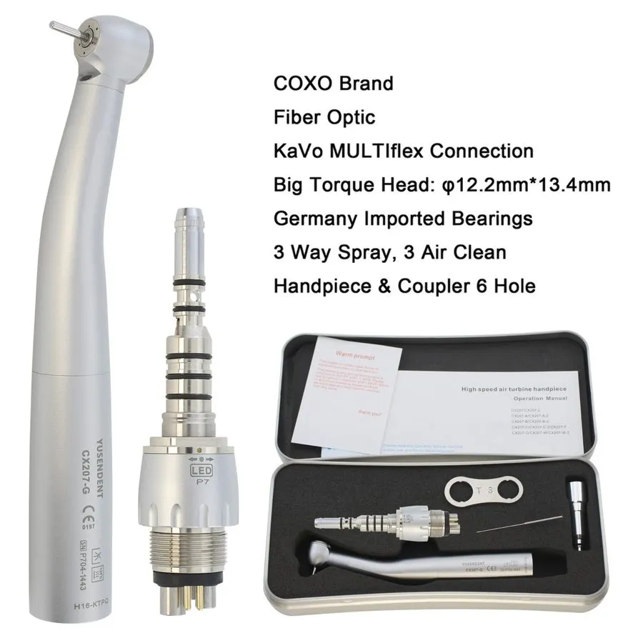Стоматологический наконечник COXO Dental Handpiece Fiber Optic High Speed Turbin — фото лота 2