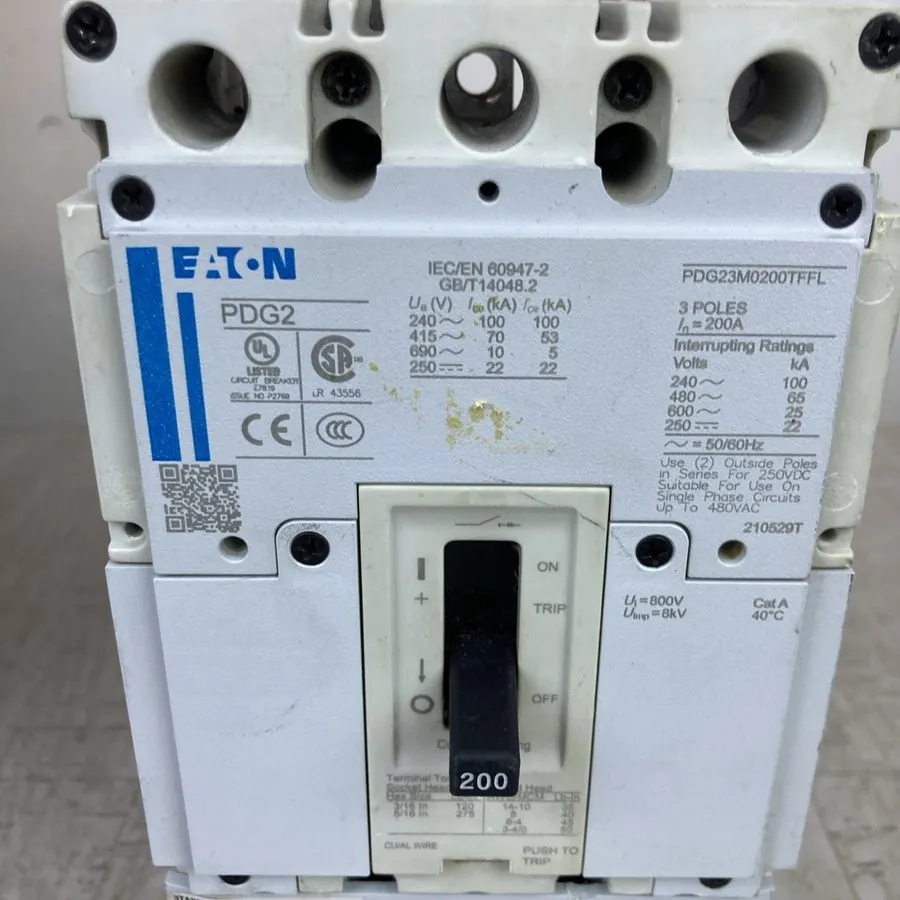 Автоматический выключатель Eaton PDG23M0200TFFL 3 Pole 200 Amp 600 Volt 65kA@480 — фото лота 2