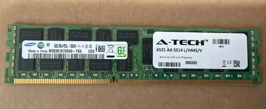 Модуль памяти Samsung 8GB 2Rx4 PC3L-12800R Server Memory M393B1K70DH0-YK0 11-11- — фото лота 1