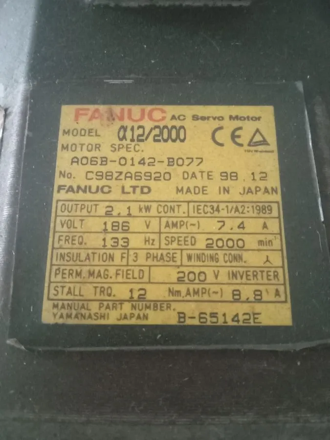 Серводвигатель FANUC A06B-0162-B175 AM6/3000 AC Servo Motor 6.0A 3000rpm 144V B-