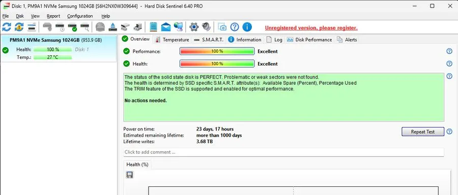 SSD-накопитель Samsung PM9A1 1TB NVMe M.2 PCIe Gen4x4 SSD MZ-VL21T0A High Speed 