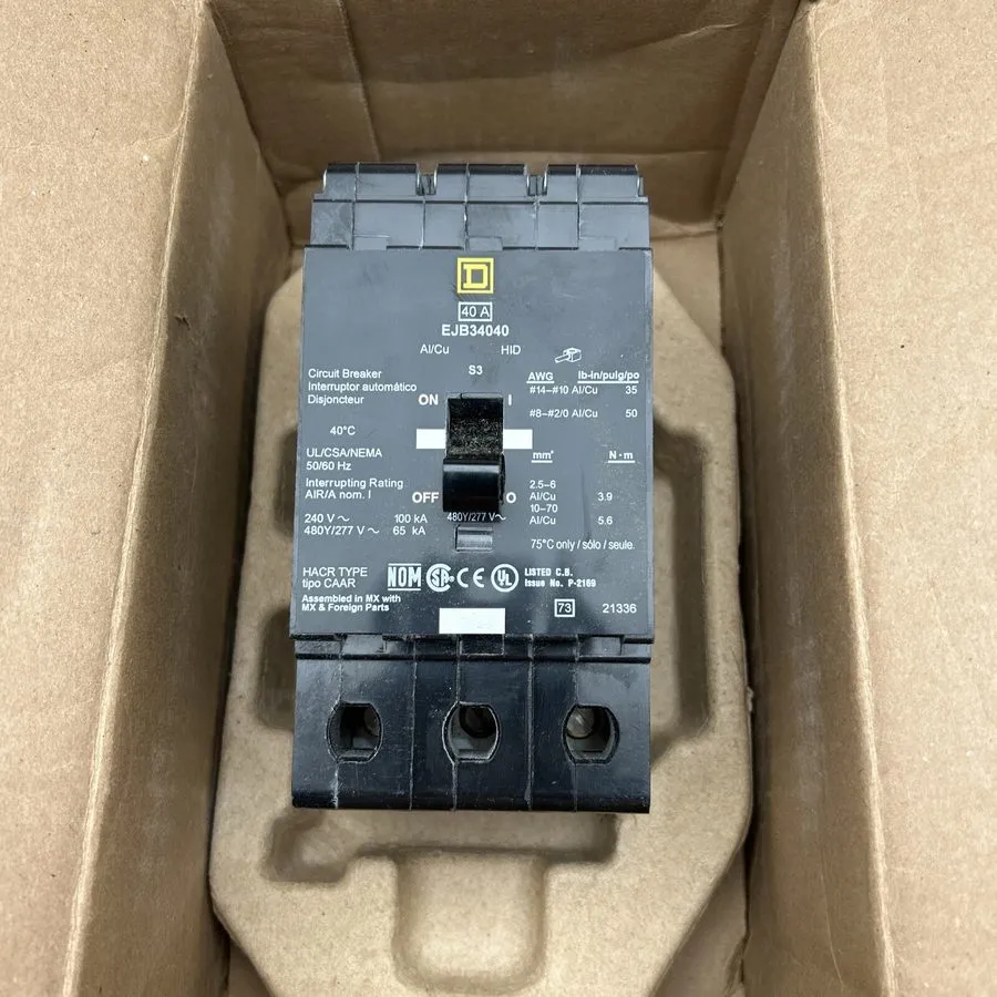 Автоматический выключатель Square D EJB34040 40A 3-Pole 480V Circuit Breaker I-L
