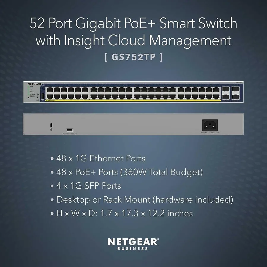 Коммутатор NETGEAR GS752TXP v3 48-Port PoE Gigabit Smart Ethernet Switch — фото лота 1