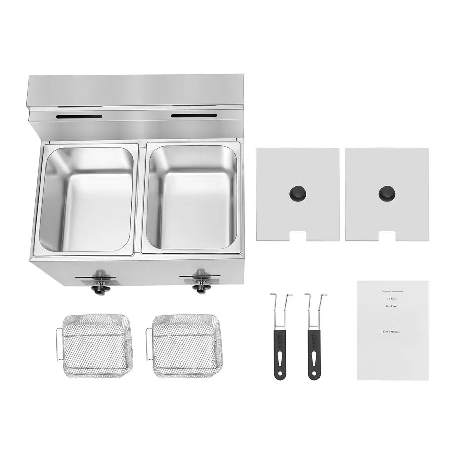 Фритюрница 12L Commercial Propane Deep Fryer Countertop Gas Fryer & 2Baskets LPG