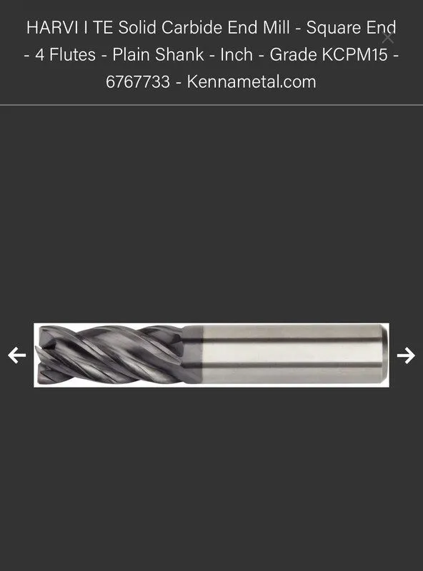 Режущий инструмент Kennametal 7/16 X 9/16 .018 Altin KCPM15 3 FL Carbide CR End  — фото лота 1