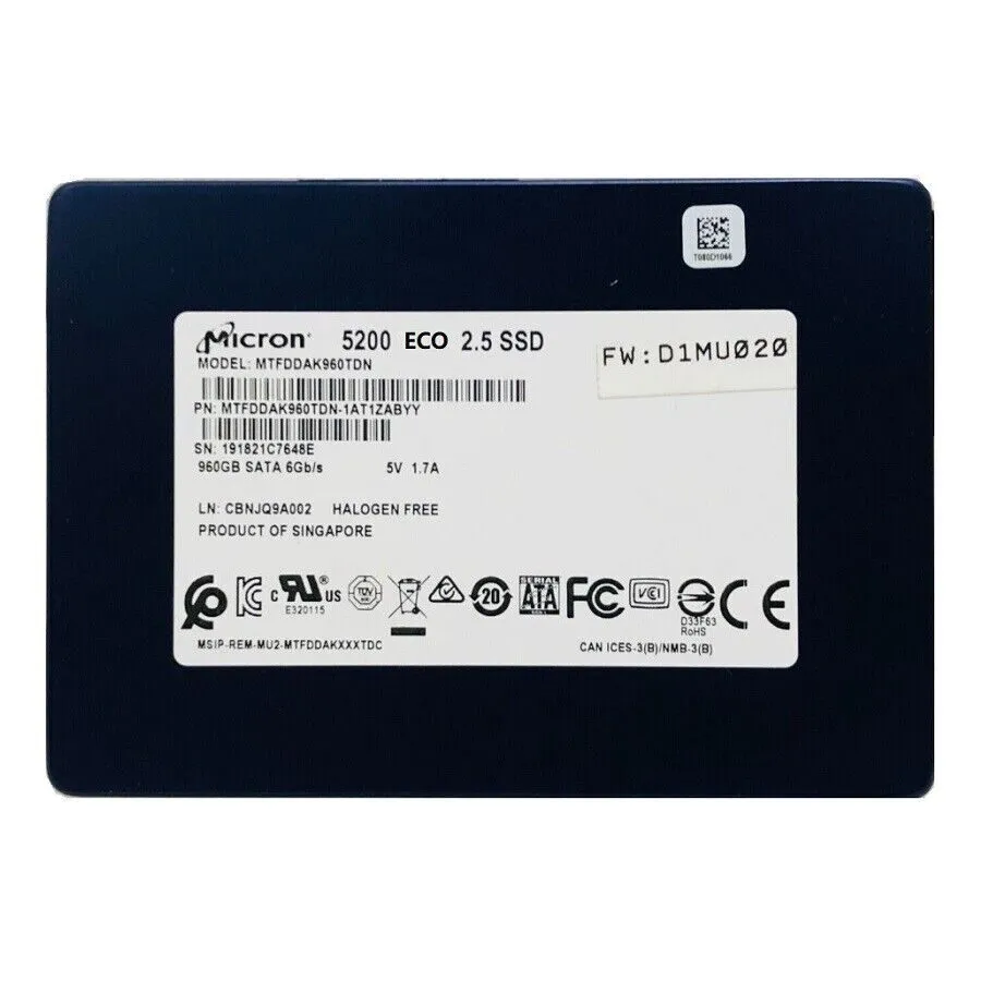 SSD-накопитель Micron 5200 ECO 960GB SSD 2.5'' 6Gbps Solid State Drives MTFDDAK9 — фото лота 1