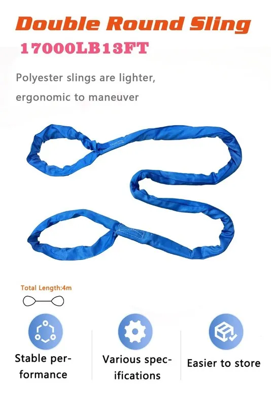 Строп Eye and Eye Round Sling 17000lb 13FT Sling Strap Rigging Polyester Endless — фото лота 2