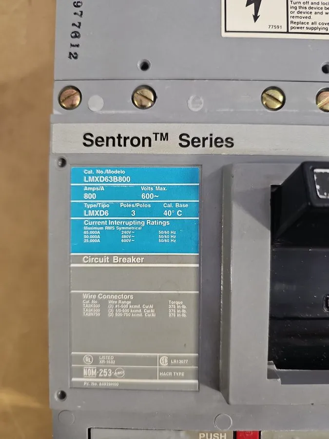 Автоматический выключатель SIEMENS SENTRON SERIES 800 AMP CIRCUIT BREAKER 600 VA