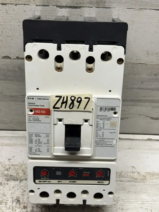 Автоматический выключатель EATON HKD 480V 65K HKD3400F 3 POLE 250 AMP TRIP CIRCU — фото лота 3