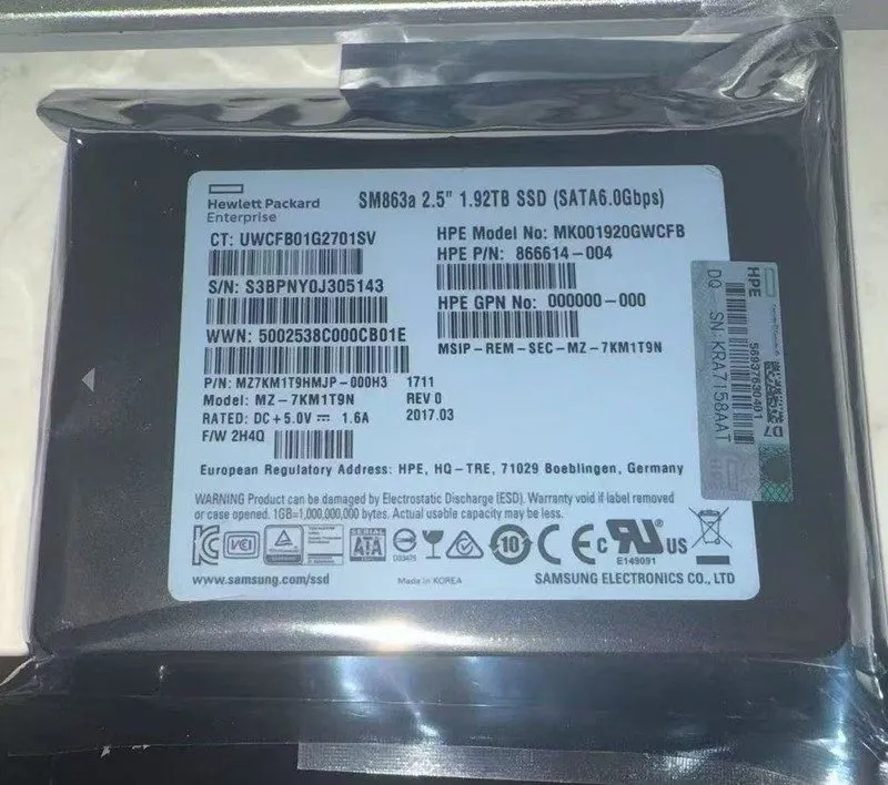 Сервер HPE/Samsung 2.5" 1.92TB SATA 6G G10 Server SSD Replace P19951-B21 P21090-