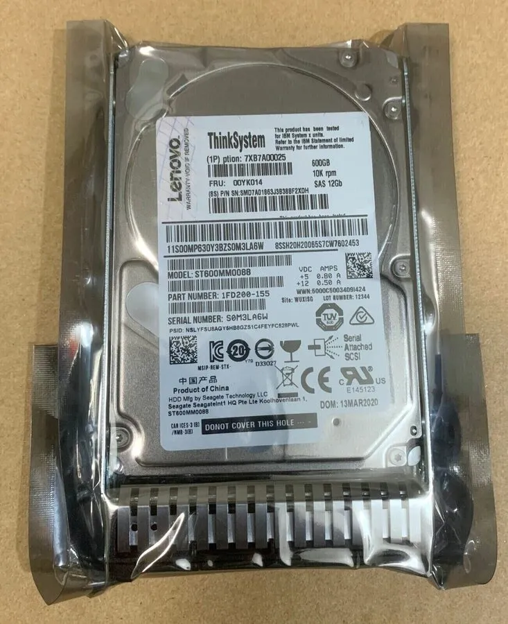 Сервер 7XB7A00025 ThinkSystem 2.5" 600GB 10K SAS 12Gb Hot Swap 512n HDD FRU 00YK