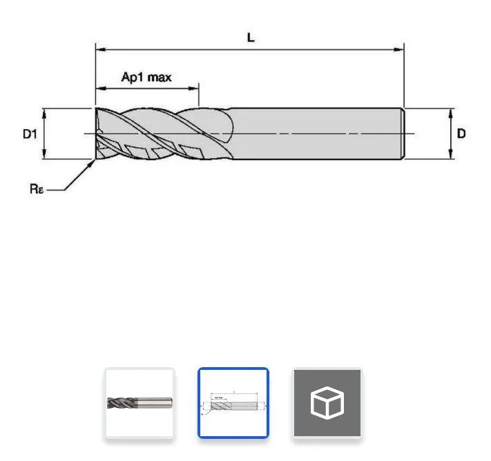 Режущий инструмент Kennametal 6676371 Carbide Corner Radius End Mill: 1/4" Diam, — фото лота 1