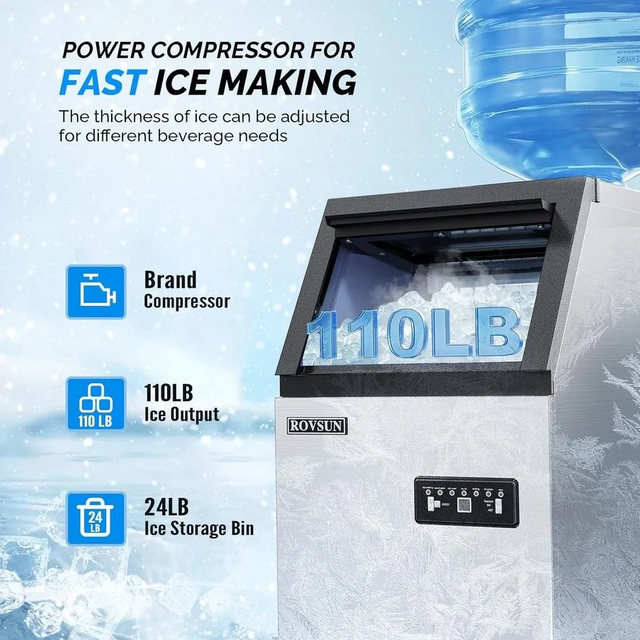 Льдогенератор 110lbs/24h Commercial Built-in Ice Maker Machine Display Ice Cube
