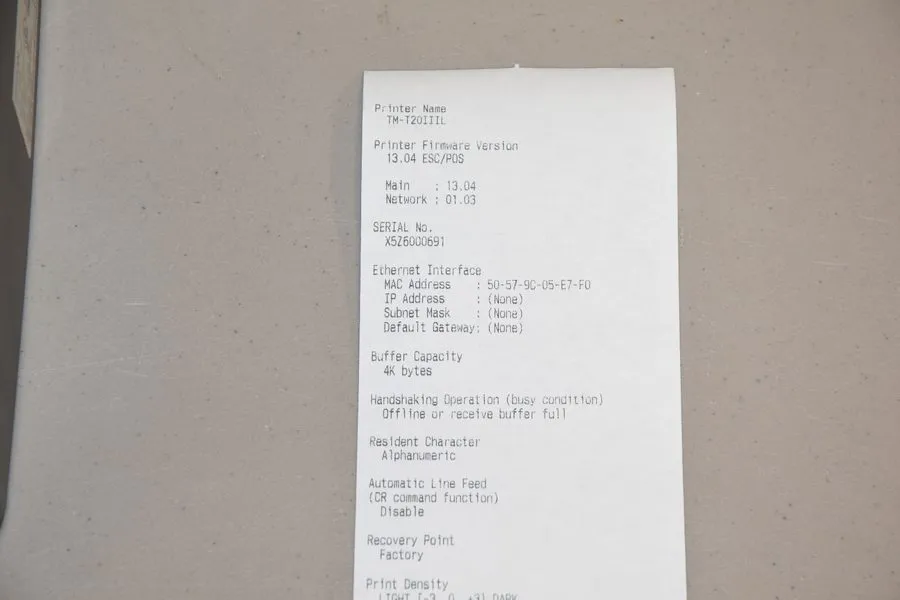 Принтер чеков Epson TM-T20IIIL M352A Point Of Sale Receipt Printer USB Serial K1