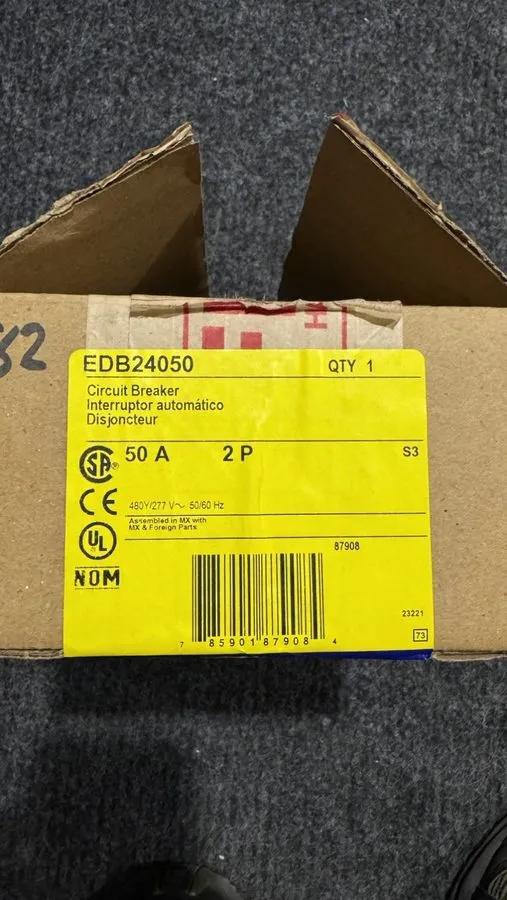 Автоматический выключатель Square D EDB24050 50A 480V 2P Bolt On Circuit Breaker