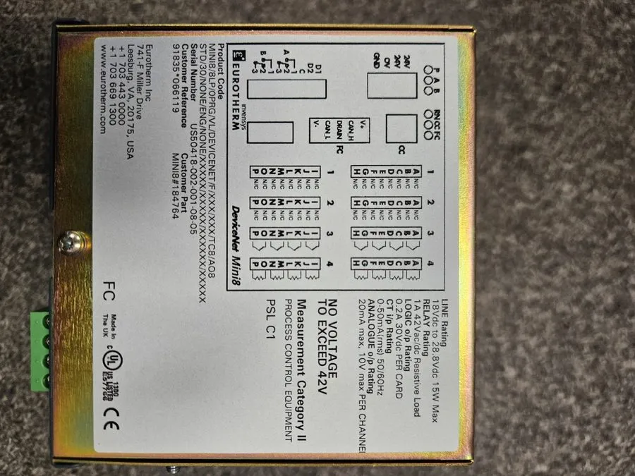 IIoT-устройство Eurotherm Mini8/8LP/0PRG/VL/DEVICENET/F/TC8/AO8 — фото лота 1